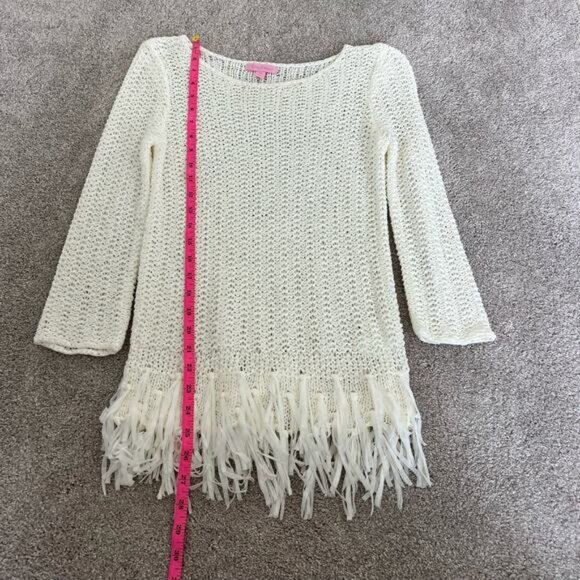 Lily‎ Pulitzer Women's Loose Knit Sweater with Fringe White Size XS - Picture 8 of 9
